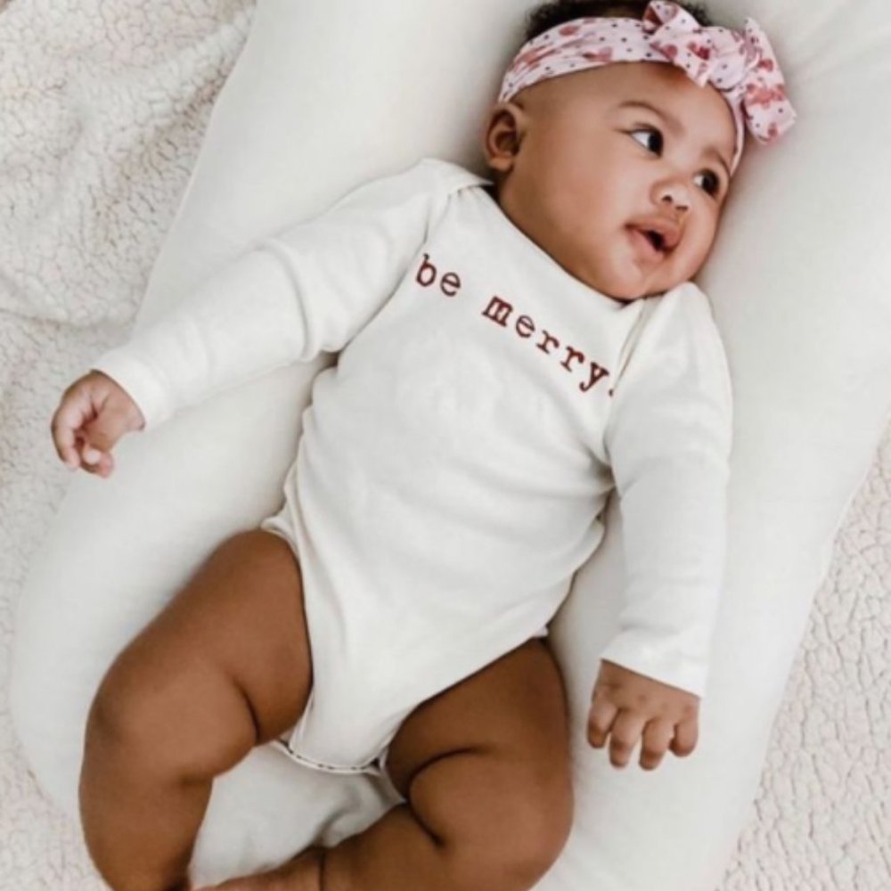 NWT:  Tenth & Pine Organic Cotton Bodysuit: be merry.